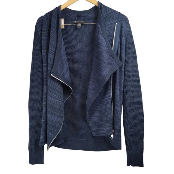 INC International Concepts Asymmetrical Zip Front Blue Sweater - Picture 4 of 10